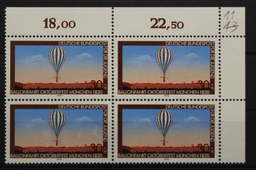 Deutschland, MiNr. 964, Viererblock, Ecke re. oben, postfrisch