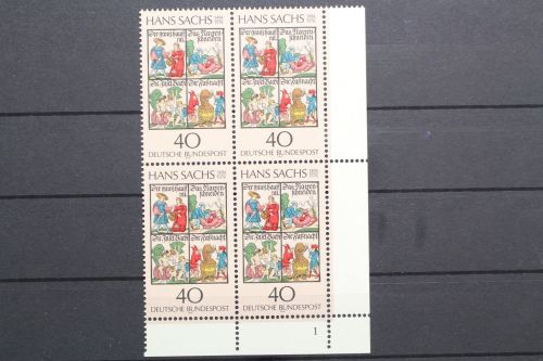 Deutschland, MiNr. 877, 4er Block Ecke re. unten FN 1, postfrisch