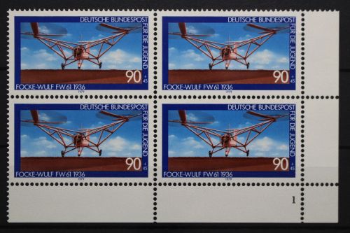 Deutschland, MiNr. 1008, 4er Block Ecke re. u., FN 1, postfrisch