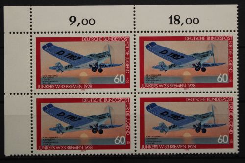Deutschland, MiNr. 1007, Viererblock, Ecke li. oben, postfrisch