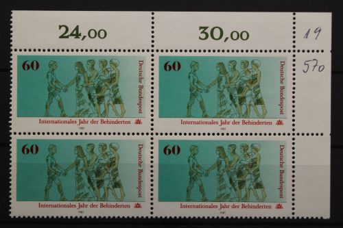 Deutschland, MiNr. 1083, Viererblock, Ecke re. oben, postfrisch