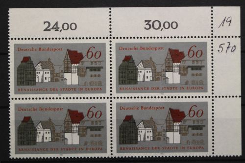 Deutschland, MiNr. 1084, Viererblock, Ecke re. oben, postfrisch