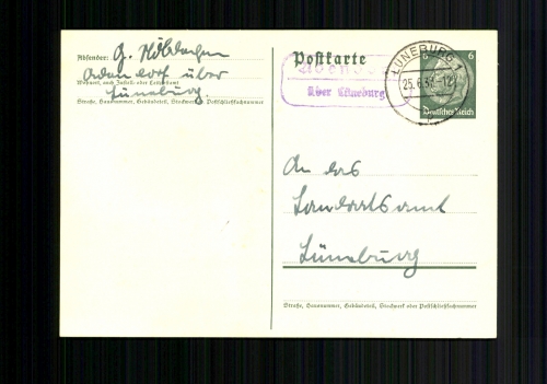 Adendorf über Lüneburg, Landpoststempel auf Ganzsache