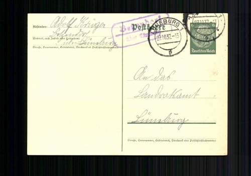 Betzendorf über Lüneburg, Landpoststempel auf Ganzsache