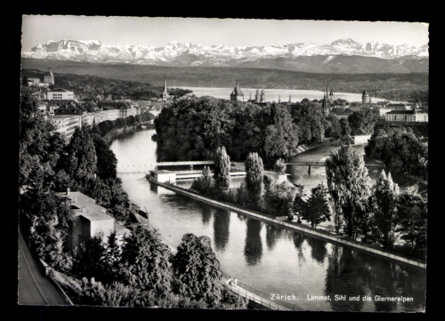 Zürich, Limat, Sihl und die Glarneralpen
