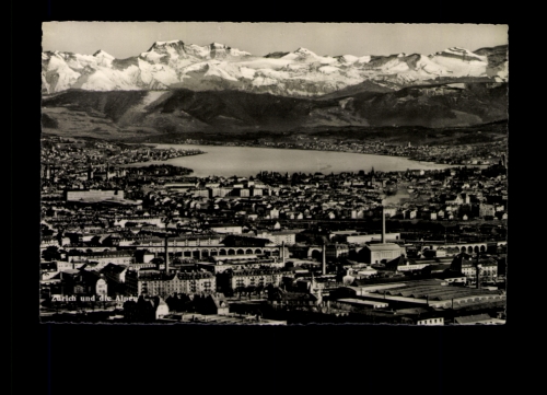 Zürich, Ortsansicht und die Alpen