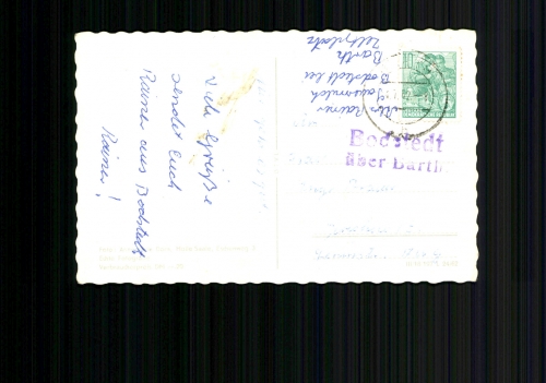 Bodstedt über Barth, Landpoststempel auf Ansichtskarte "Hafen in Bpdstedt