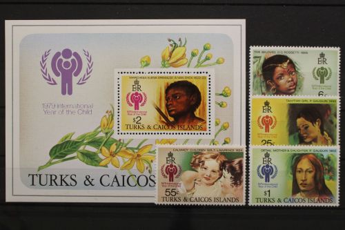 Turks- u. Caicos-Inseln, MiNr. 431-434 + Block 15, postfrisch