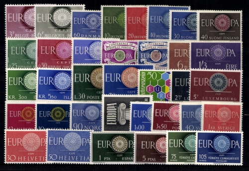 Europa Union (CEPT) Jahrgang 1960, 20 Länder, postfrisch / MNH