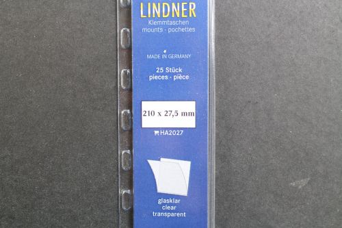 Lindner-Klemmtaschen, 25 Streifen glasklar, 210 x 27,5 mm