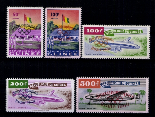 Guinea, MiNr. 49-53, Flugzeug, postfrisch