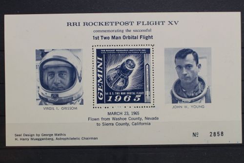 Vignette, RRI Raketenpost Flight XV, 1965, ohne Gummierung