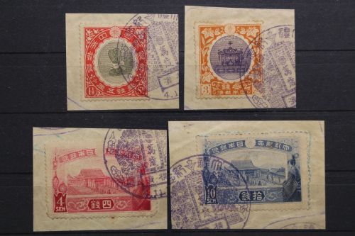 Japan, MiNr. 123-126, Briefstücke