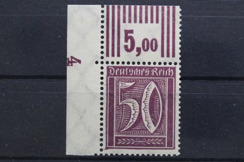 Deut. Reich, MiNr. 183 b W OR 3/7/3, Ecke li. oben, postfrisch, geprüft Infla