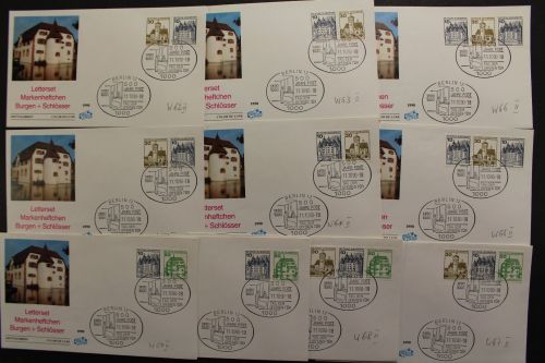 Deutschland (BRD), MiNr. W 61-W 70 II Letterset, EST 500 Jahre Post, FDC