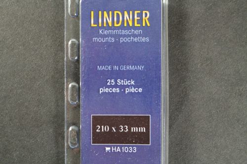 Lindner-Klemmtaschen, 25 Streifen schwarz, 33 mm