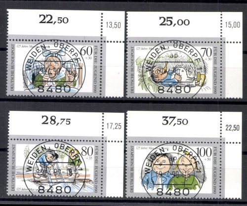 Deutschland (BRD), MiNr. 1455-1458, Ecken re. oben, Kbwz, Vs Weiden
