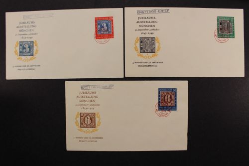 Deutschland (BRD), MiNr. 113-115, roter Ersttagsstempel, FDC