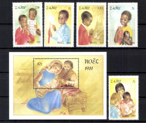 Kongo Zaire, MiNr. 740-744, Block 41, postfrisch