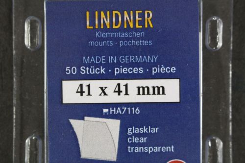 Lindner Klemmtaschen, 50 Stück, glasklar, 41 x 41 mm