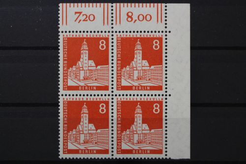 Berlin, MiNr. 187, Viererblock, Ecke rechts oben, postfrisch