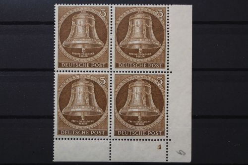 Berlin, MiNr. 101, Viererblock, Ecke re. unten, FN 1, postfrisch