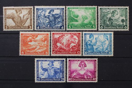 Deutsches Reich, MiNr. 499-507 A, Neugummi