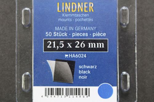 Lindner-Klemmtaschen, 50 Stück, schwarz, 21,5 x 26 mm