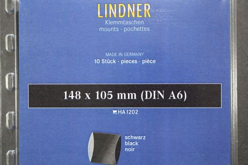 Lindner-Klemmtaschen, 10 Stück, schwarz, 148 x 105 mm