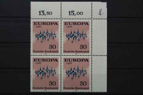 Deutschland, MiNr. 717 Viererblock, Ecke rechts oben, postfrisch