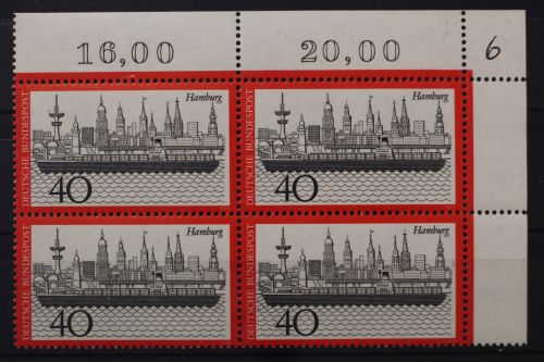 Deutschland, MiNr. 761 Viererblock, Ecke rechts oben, postfrisch