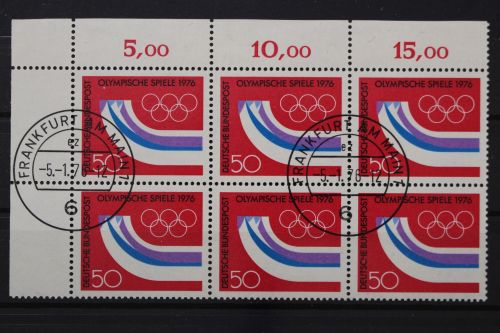 Deutschland, MiNr. 875 Sechserblock, Ecke links oben, gestempelt