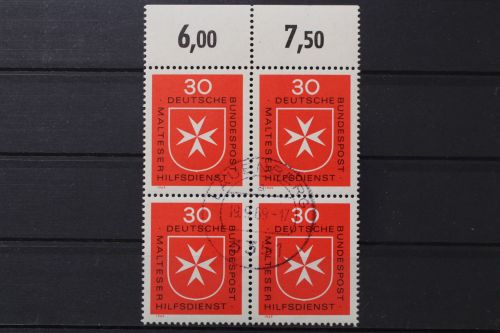 Deutschland (BRD), MiNr. 600, Viererblock, Oberrand, gestempelt