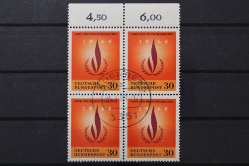 Deutschland (BRD), MiNr. 575, Viererblock, Oberrand, gestempelt