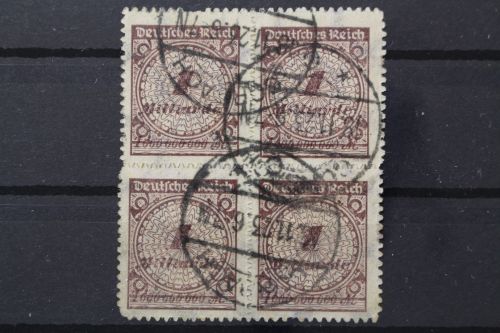 Deutsches Reich, MiNr. 325 B HT, Viererblock, gestempelt, geprüft Infla