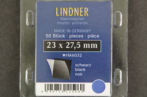 Lindner-Klemmtaschen, 50 Stück, schwarz, 23 x 27,5 mm