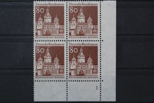 Deutschland, MiNr. 498 Viererblock, Ecke re. u., FN 1, postfrisch