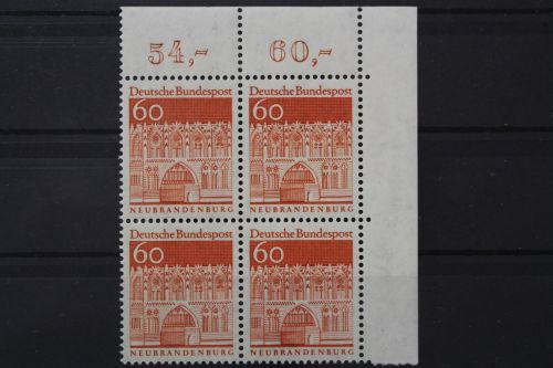 Deutschland, MiNr. 496 Viererblock, Ecke rechts oben, postfrisch