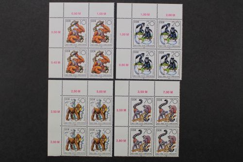 DDR, MiNr. 3019-3022, Viererblöcke, Ecken links oben, postfrisch