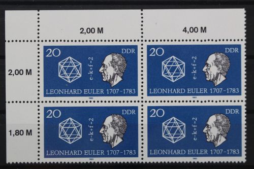 DDR, MiNr. 2825, Viererblock, Ecke links oben, postfrisch