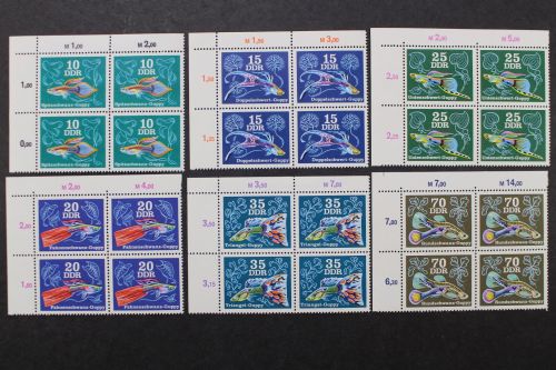 DDR, MiNr. 2176-2181, Viererblöcke, Ecken links oben, postfrisch