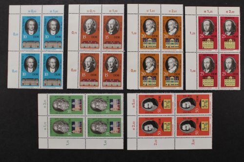 DDR, MiNr. 1856-1861, Viererblöcke, Ecken links oben, postfrisch