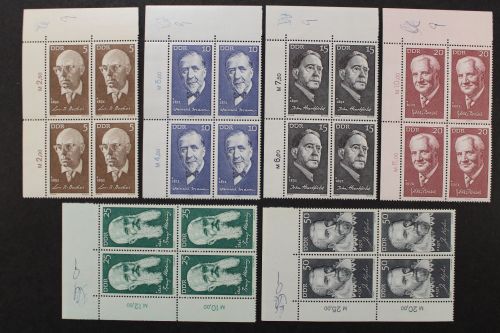 DDR, MiNr. 1644-1649, Viererblöcke, Ecken links oben, postfrisch