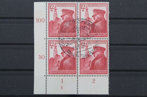 Deutsches Reich, MiNr. 691, Viererblock Ecke li. unten FN 4, gestempelt