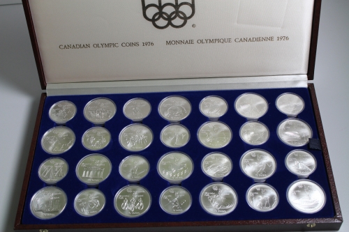 Kanada, Olympiade Montreal 1976, 5 und 10 Dollar Münzen, 28 Silbermünzen