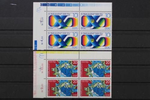 DDR, MiNr. 2133-2134, Viererblöcke, Ecken links oben, postfrisch