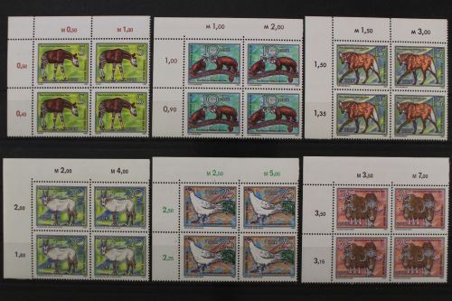 DDR, MiNr. 2522-2527, Viererblöcke, Ecken links oben, postfrisch