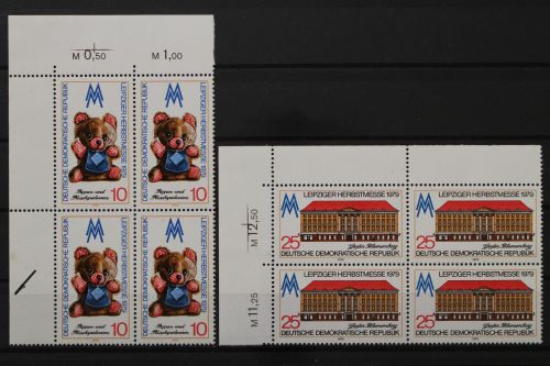 DDR, MiNr. 2452-2453, Viererblöcke, Ecken links oben, postfrisch