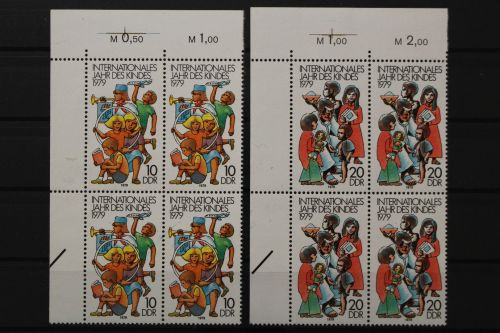 DDR, MiNr. 2422-2423, Viererblöcke, Ecken links oben, postfrisch