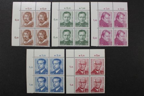DDR, MiNr. 1815-1819, Viererblöcke, Ecken links oben, postfrisch